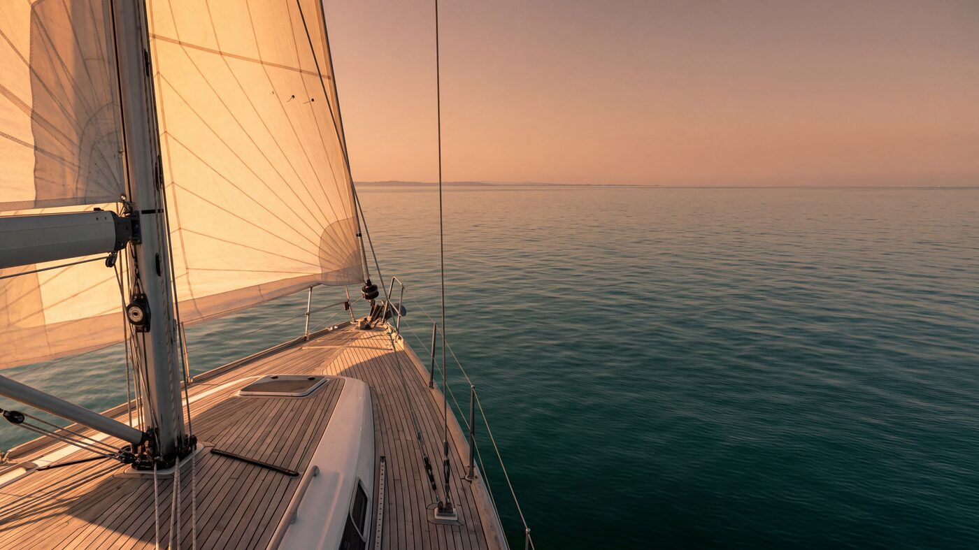 Vela e mare all'alba